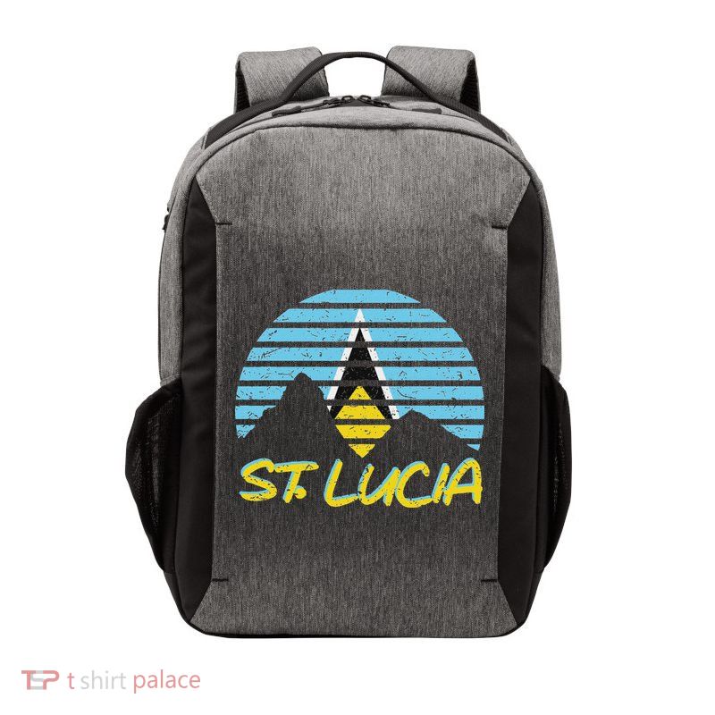 St. Lucia Flag Sunset Pitons Patriotic Vintage Souvenir Gift Vector Backpack