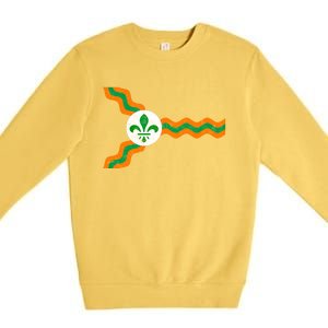 St Louis Flag Irish Colors Dogtown St Patrick's Day Gift Premium Crewneck Sweatshirt