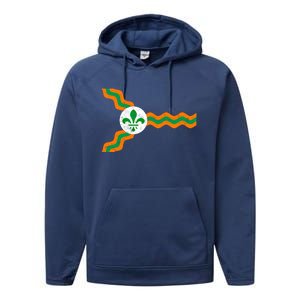 St Louis Flag Irish Colors Dogtown St Patrick's Day Gift Performance Fleece Hoodie