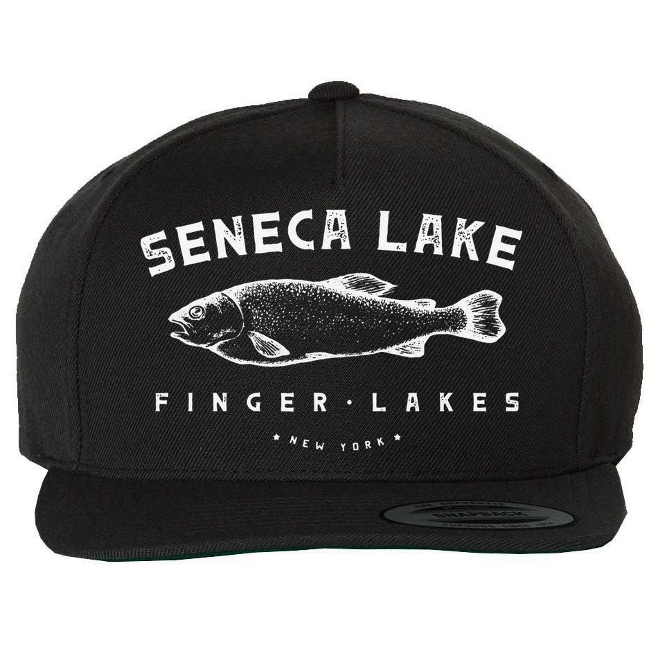 Seneca Lake Gift For Trout Fishing And Finger Lakes Camping Wool Snapback Cap