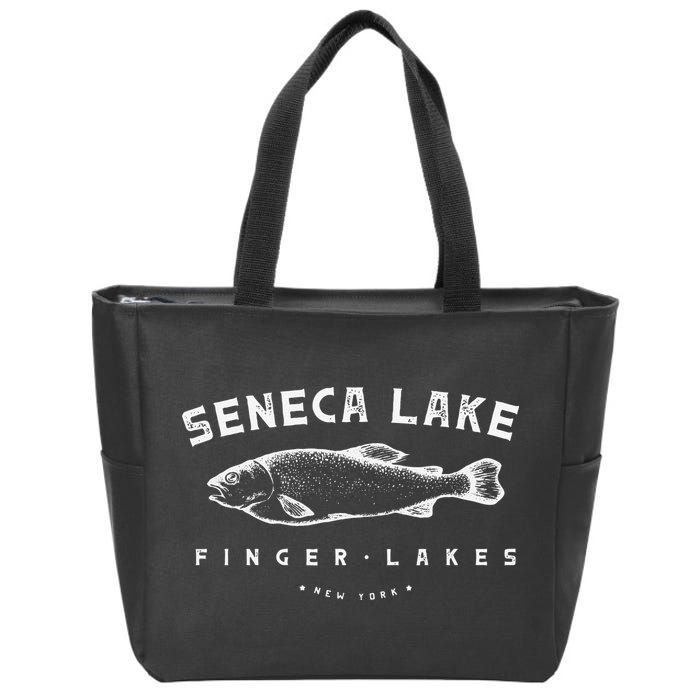 Seneca Lake Gift For Trout Fishing And Finger Lakes Camping Zip Tote Bag