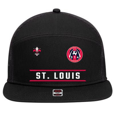 St Louis Gateway Arch Skyline 314 Fleur De Lis Badge Banner 7 Panel Mesh Trucker Snapback Hat
