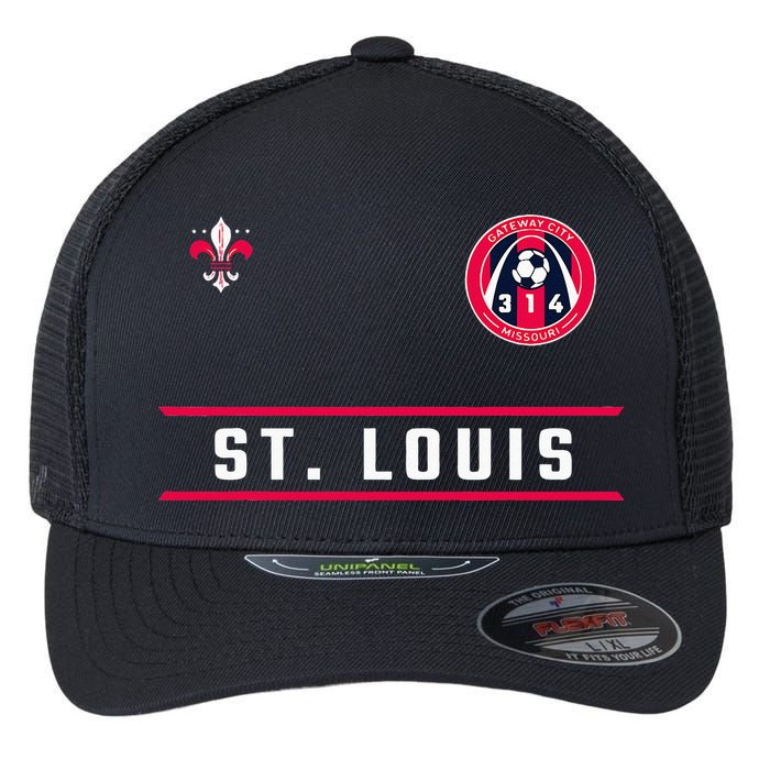 St Louis Gateway Arch Skyline 314 Fleur De Lis Badge Banner Flexfit Unipanel Trucker Cap