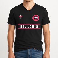 St Louis Gateway Arch Skyline 314 Fleur De Lis Badge Banner V-Neck T-Shirt