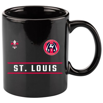 St Louis Gateway Arch Skyline 314 Fleur De Lis Badge Banner 11oz C Handle Ceramic Mug
