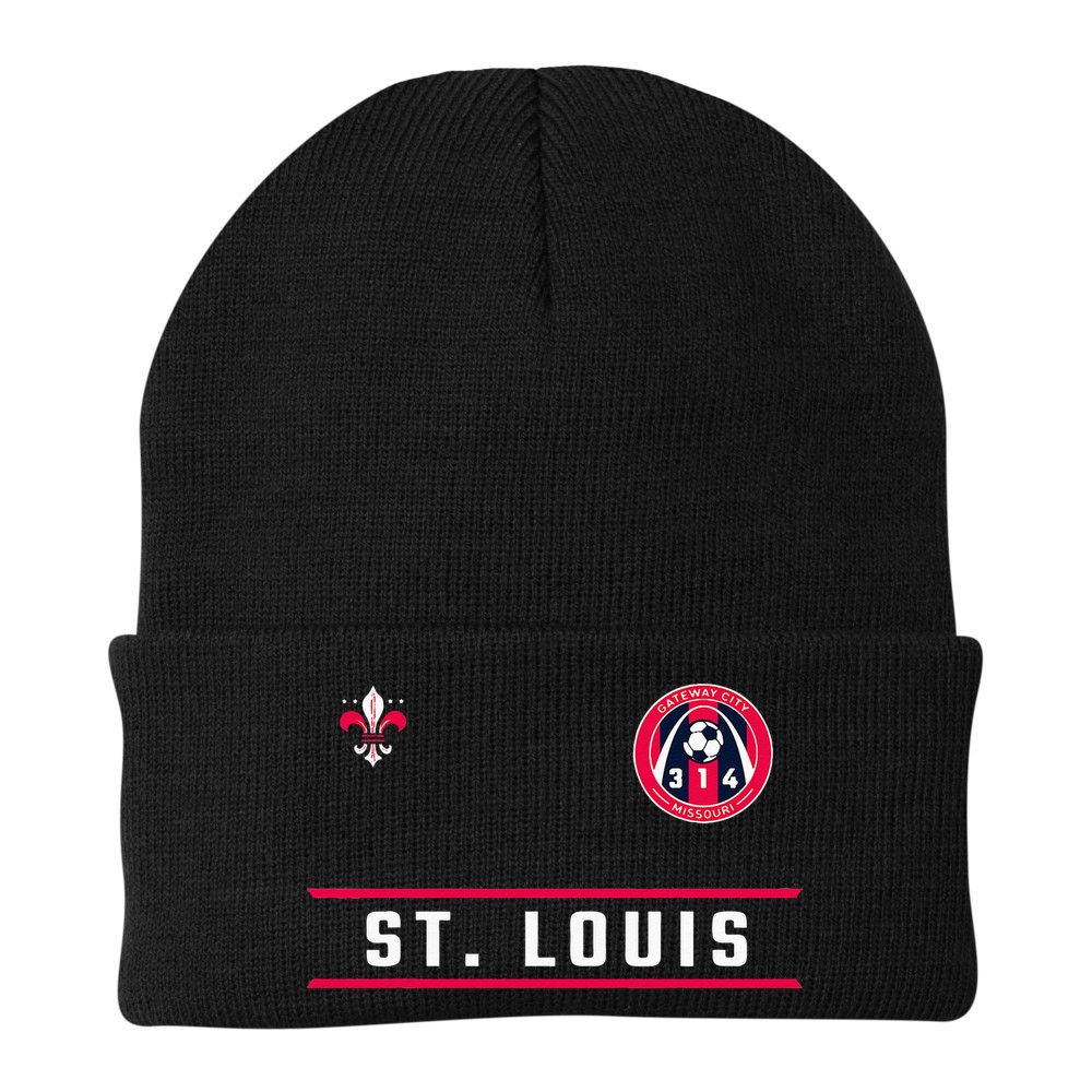 St Louis Gateway Arch Skyline 314 Fleur De Lis Badge Banner Beanie