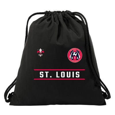 St Louis Gateway Arch Skyline 314 Fleur De Lis Badge Banner Drawstring Bag