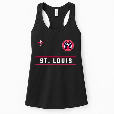St Louis Gateway Arch Skyline 314 Fleur De Lis Badge Banner Womens Tank Top