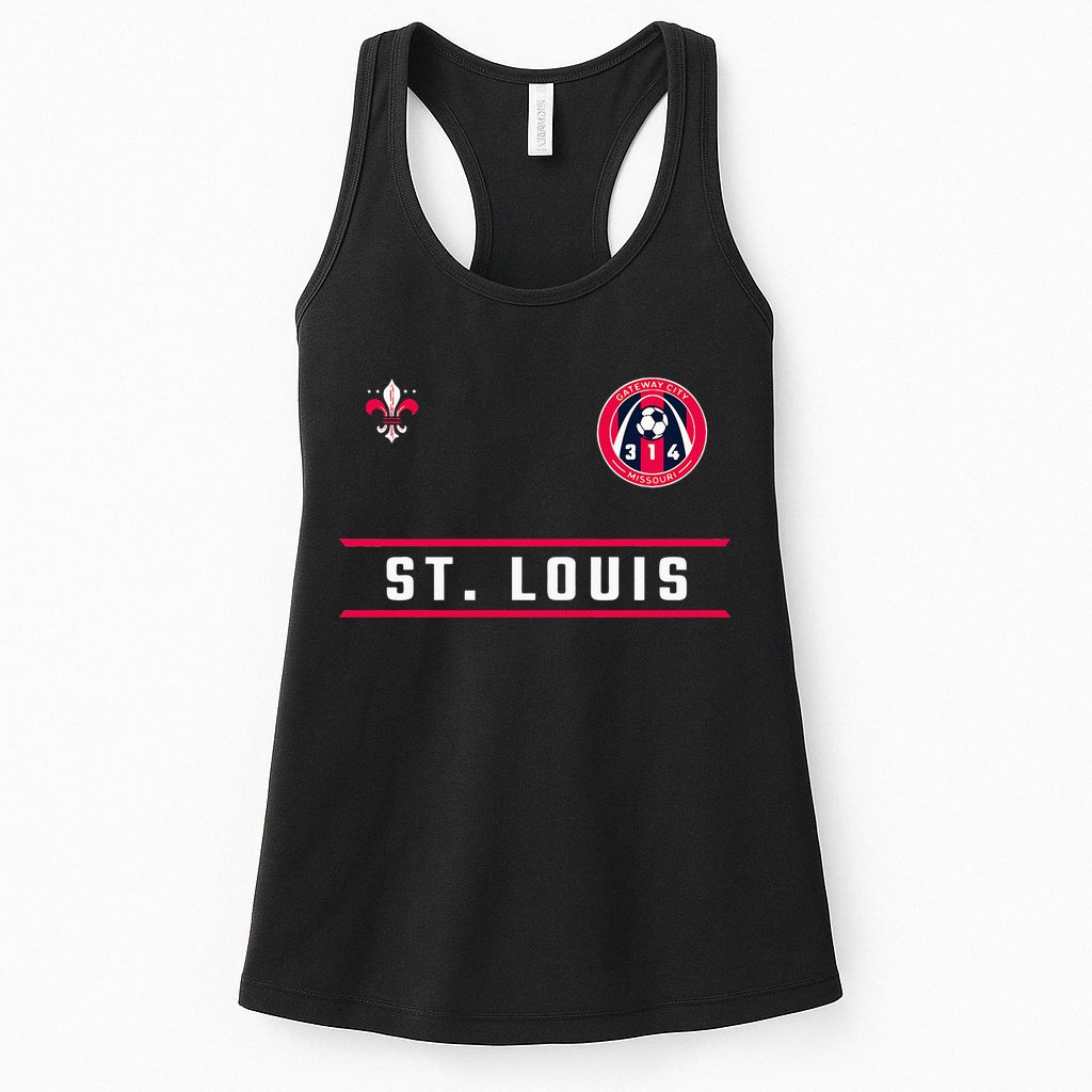 St Louis Gateway Arch Skyline 314 Fleur De Lis Badge Banner Womens Tank Top