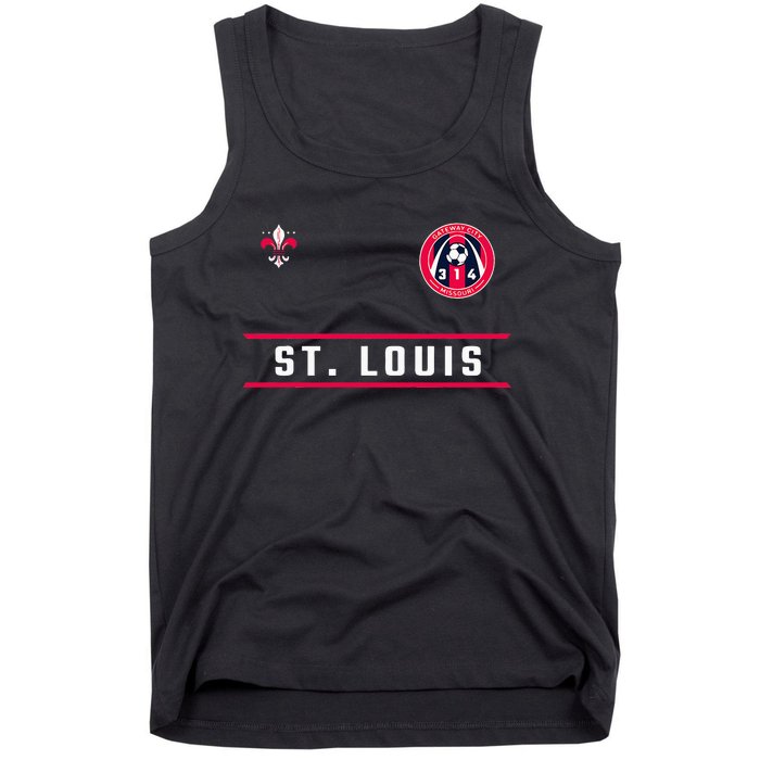 St Louis Gateway Arch Skyline 314 Fleur De Lis Badge Banner Tank Top