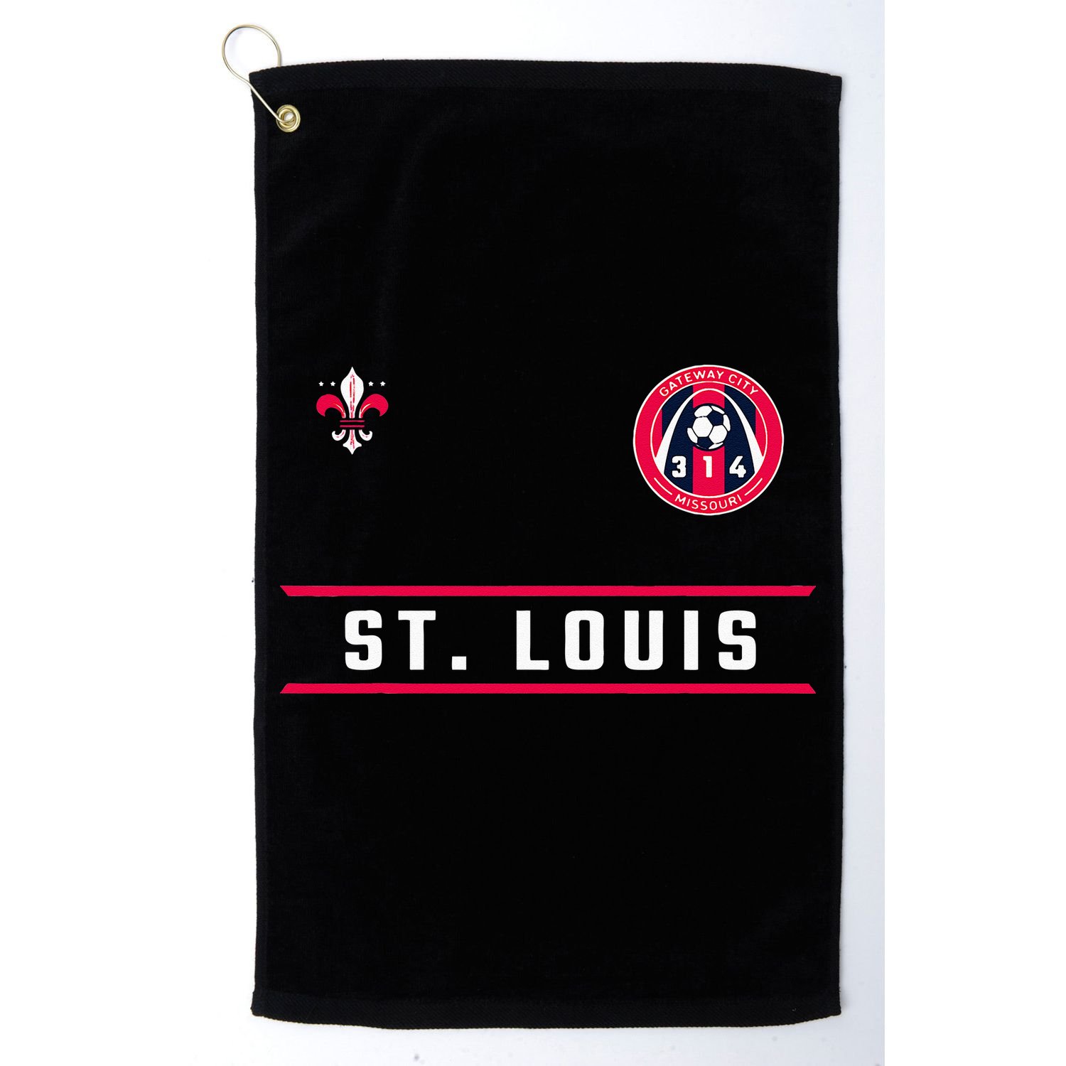 St Louis Gateway Arch Skyline 314 Fleur De Lis Badge Banner Golf Towel