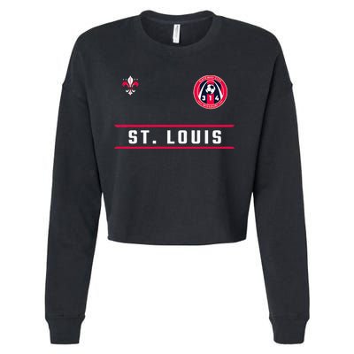 St Louis Gateway Arch Skyline 314 Fleur De Lis Badge Banner Cropped Pullover Crew