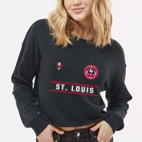 St Louis Gateway Arch Skyline 314 Fleur De Lis Badge Banner Cropped Pullover Crew
