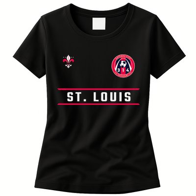 St Louis Gateway Arch Skyline 314 Fleur De Lis Badge Banner Womens T-Shirt