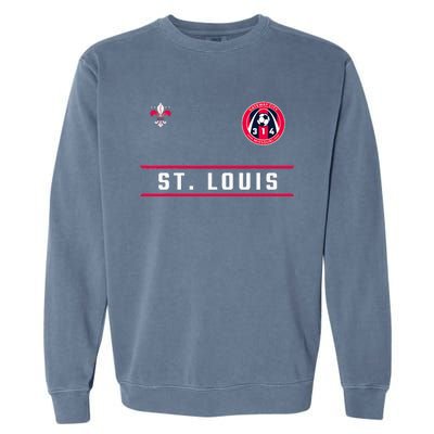 St Louis Gateway Arch Skyline 314 Fleur De Lis Badge Banner Garment-Dyed Sweatshirt