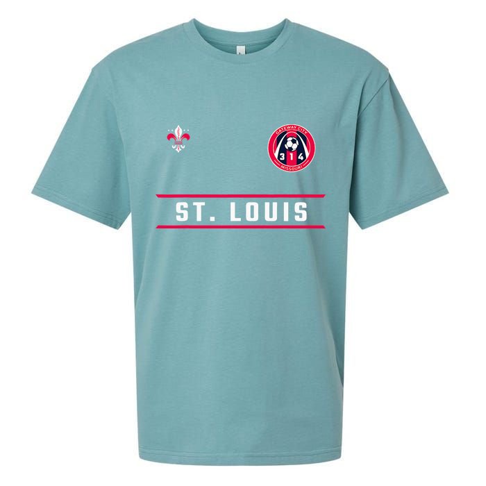St Louis Gateway Arch Skyline 314 Fleur De Lis Badge Banner Sueded Cloud Jersey T-Shirt