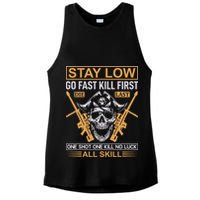 Stay Low Go Fast Kill First Die Last One Shot One Kill No Luck All Skill Ladies PosiCharge Tri-Blend Wicking Tank