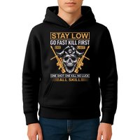 Stay Low Go Fast Kill First Die Last One Shot One Kill No Luck All Skill Kids Hoodie