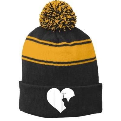 Snail Lover Gift Stripe Pom Pom Beanie