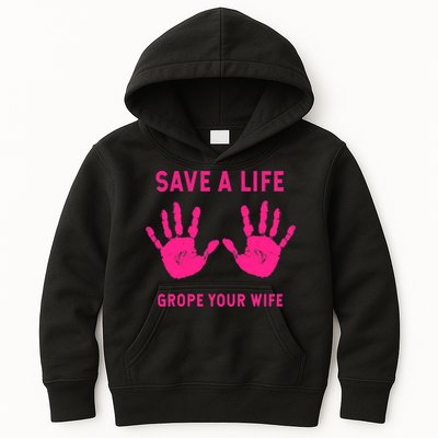 Save Life Grope Your Wife Cool Breast Cancer Awareness Kids Hoodie