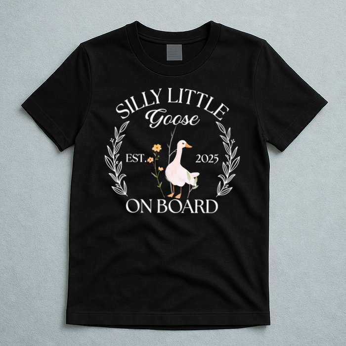 Silly Little Goose On Board EST 2025 Pregnancy Announcement T-Shirt
