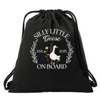Silly Little Goose On Board EST 2025 Pregnancy Announcement Drawstring Bag