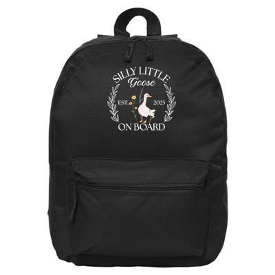 Silly Little Goose On Board EST 2025 Pregnancy Announcement 16 in Basic Backpack