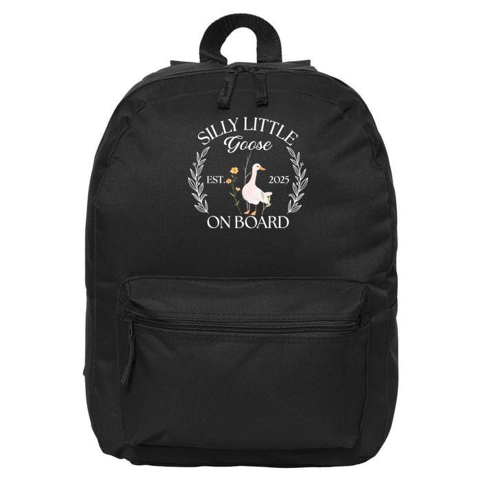 Silly Little Goose On Board EST 2025 Pregnancy Announcement 16 in Basic Backpack