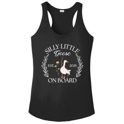 Silly Little Goose On Board EST 2025 Pregnancy Announcement Ladies PosiCharge Competitor Racerback Tank