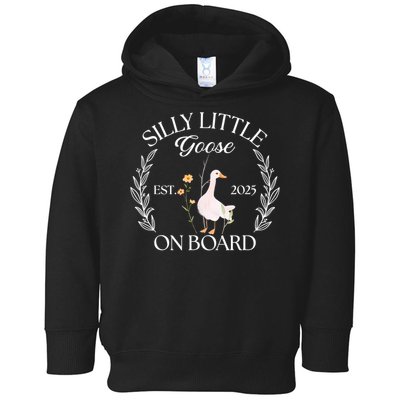 Silly Little Goose On Board EST 2025 Pregnancy Announcement Toddler Hoodie