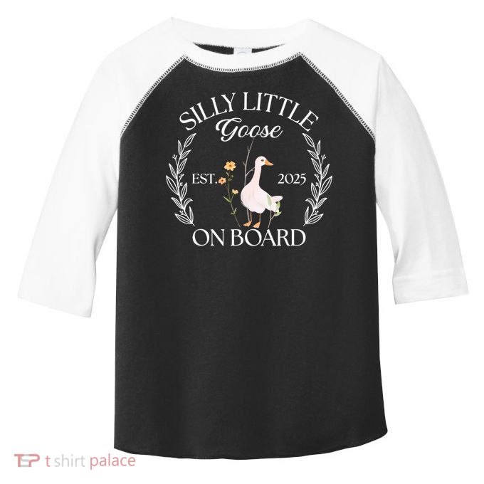 Silly Little Goose On Board EST 2025 Pregnancy Announcement Toddler Fine Jersey T-Shirt