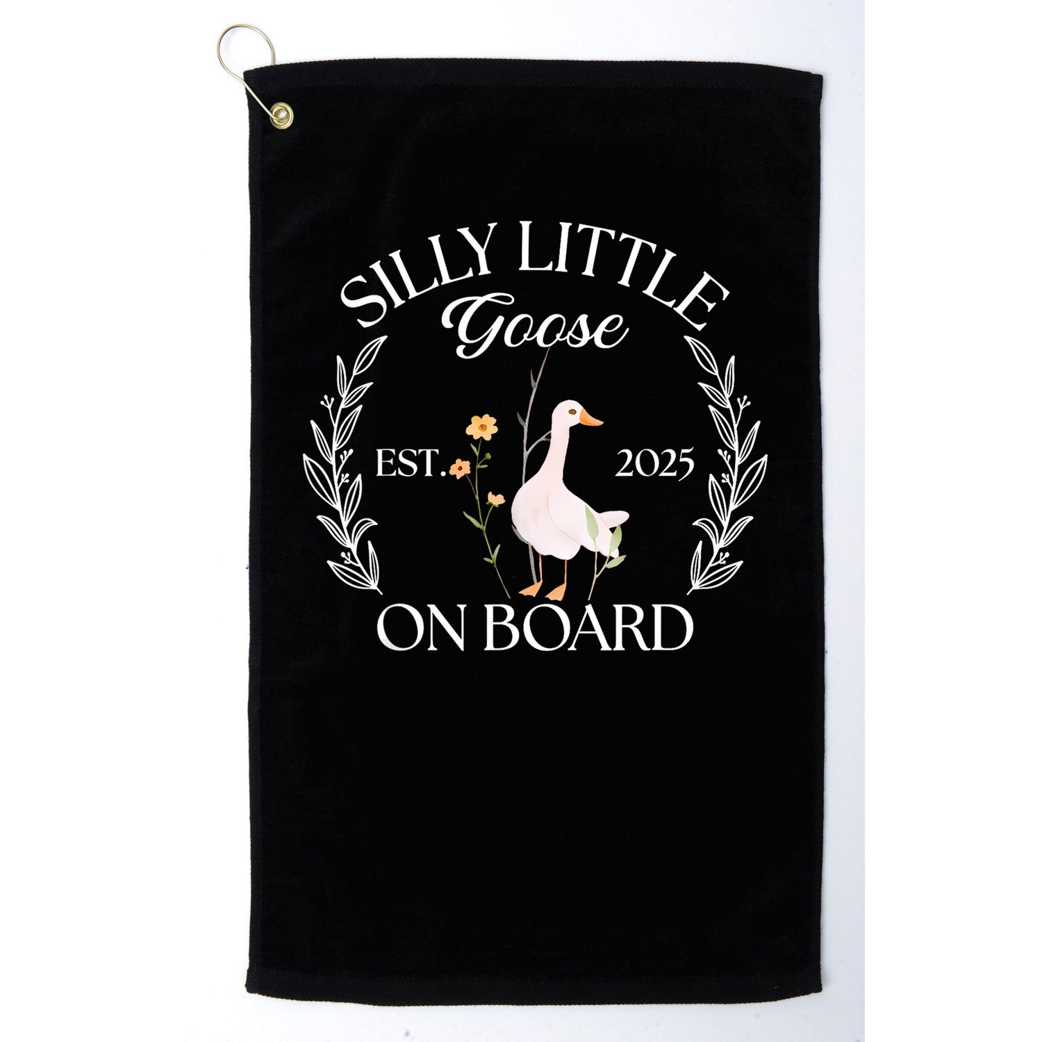 Silly Little Goose On Board EST 2025 Pregnancy Announcement Golf Towel