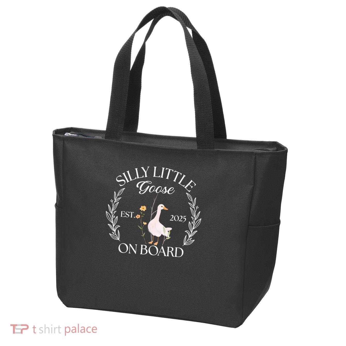 Silly Little Goose On Board EST 2025 Pregnancy Announcement Zip Tote Bag