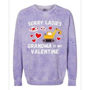 Sorry Ladies Grandma Is My Valentine Days Excavator Colorblast Crewneck Sweatshirt