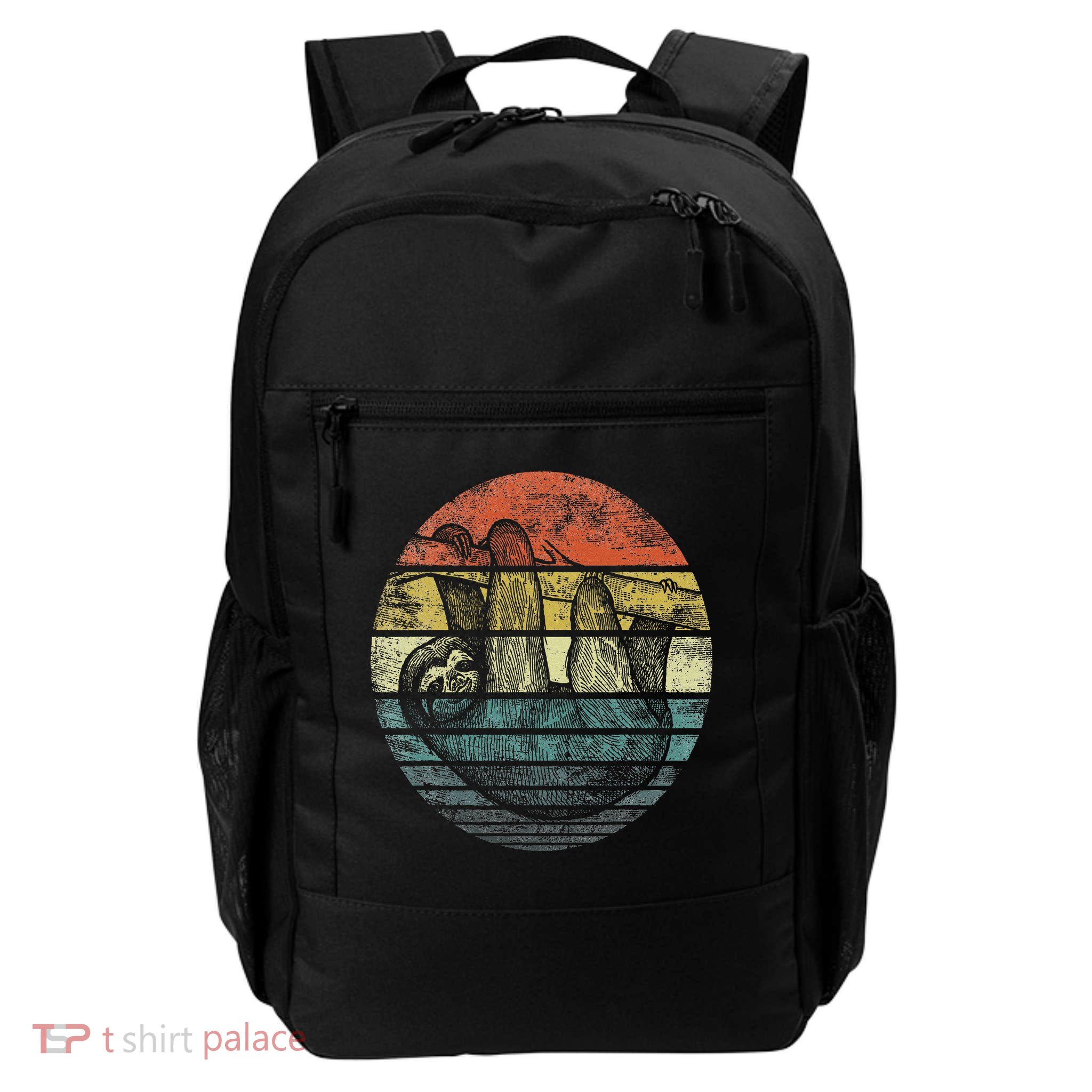 Sloth Lover Gifts Retro Sunset Funny Animal Sloth Silhouette Daily Commute Backpack