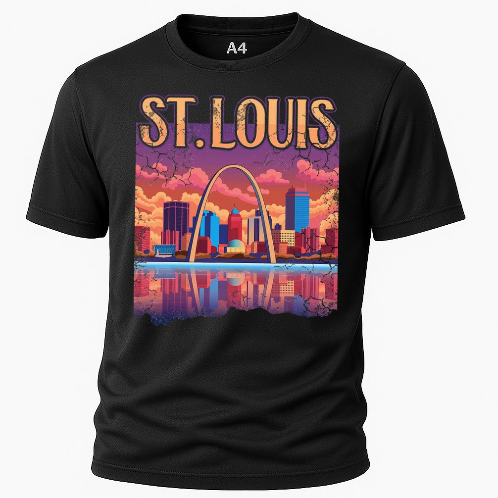 St Louis Gateway Arch Missouri Cityscape Skyline Cooling Performance Crew T-Shirt