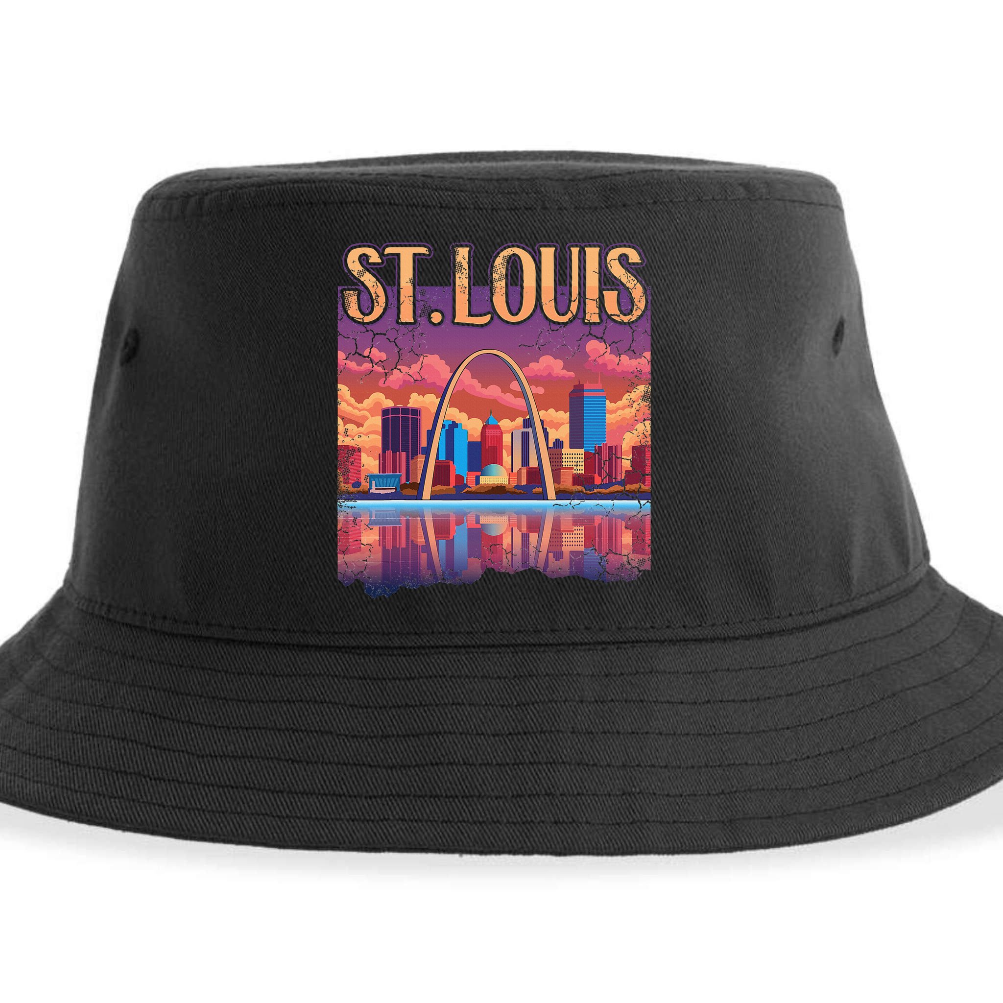 St Louis Gateway Arch Missouri Cityscape Skyline Sustainable Bucket Hat