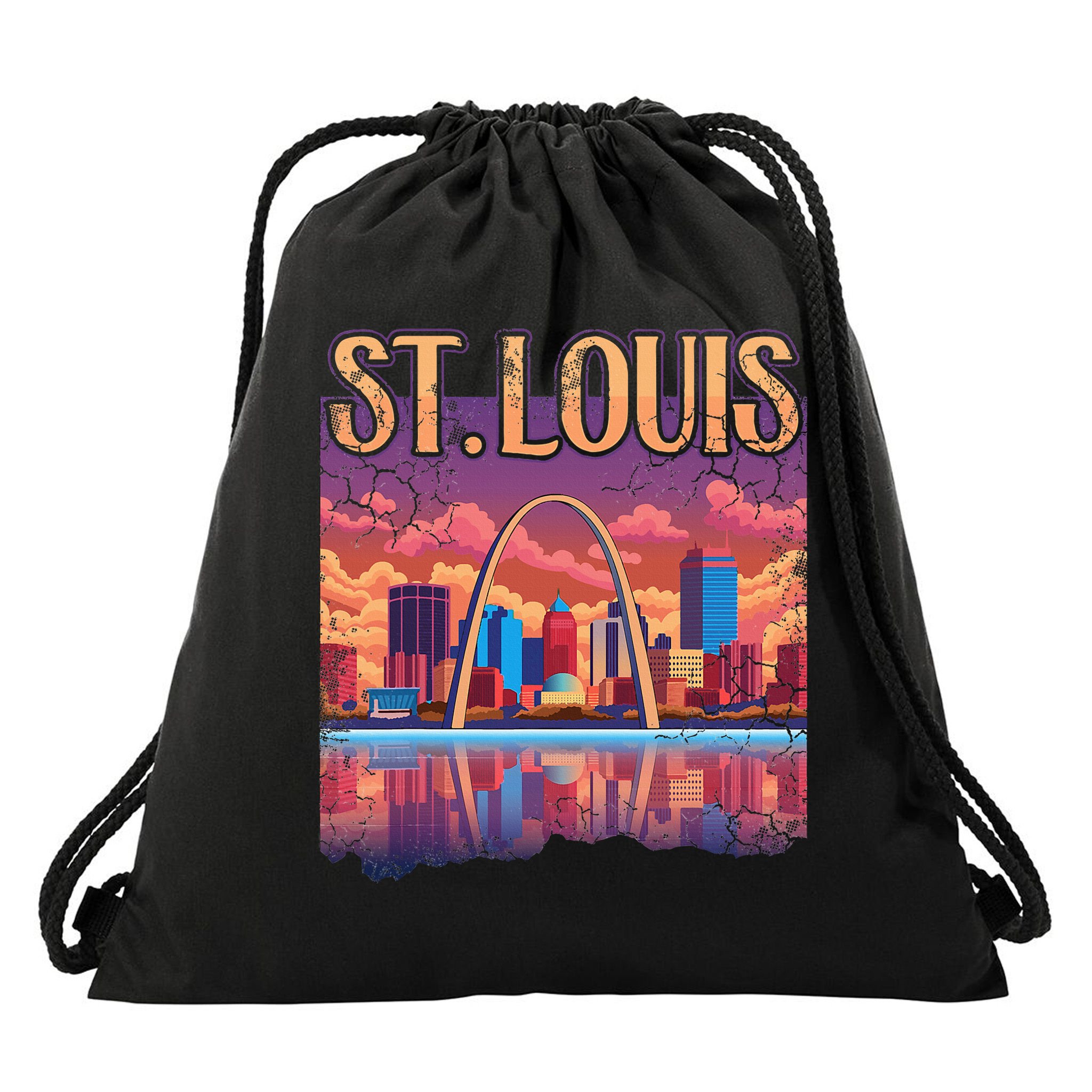 St Louis Gateway Arch Missouri Cityscape Skyline Drawstring Bag