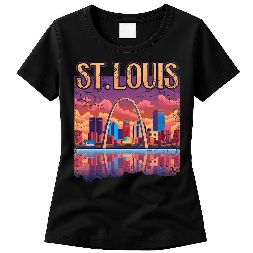 St Louis Gateway Arch Missouri Cityscape Skyline Womens T-Shirt