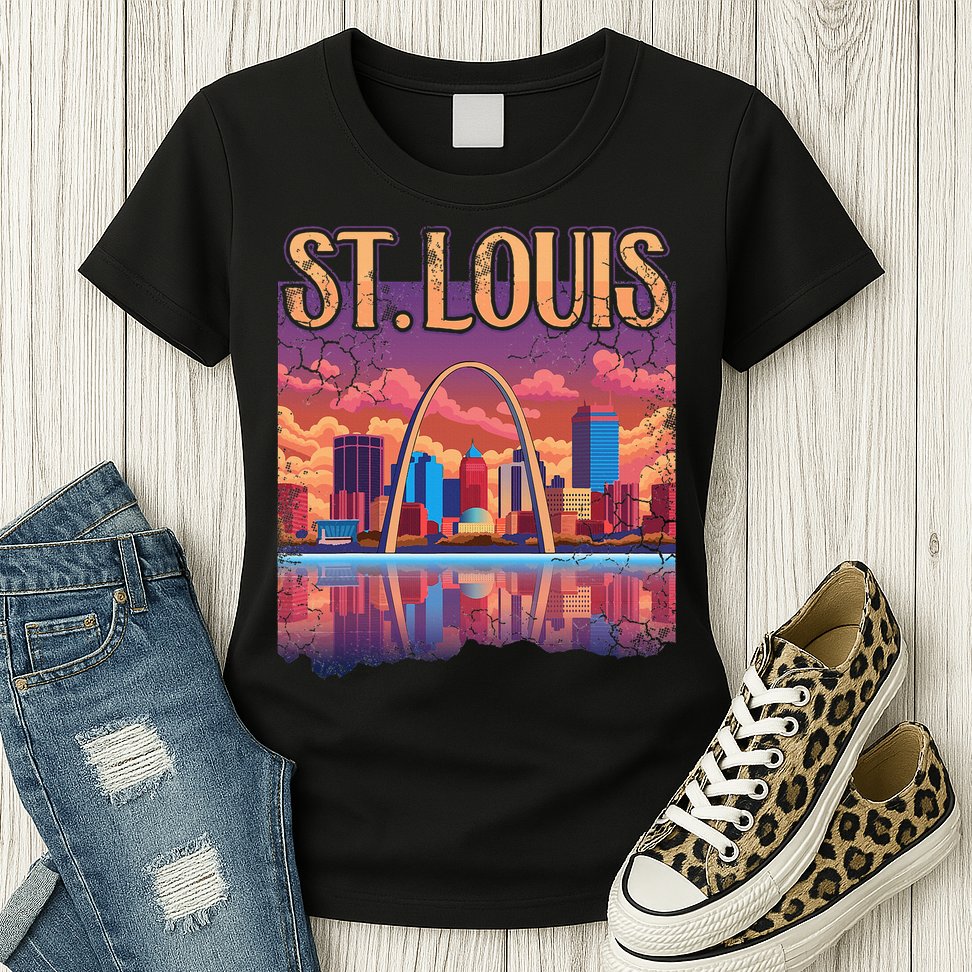 St Louis Gateway Arch Missouri Cityscape Skyline Womens T-Shirt