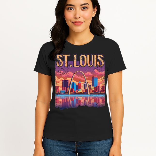St Louis Gateway Arch Missouri Cityscape Skyline Womens T-Shirt