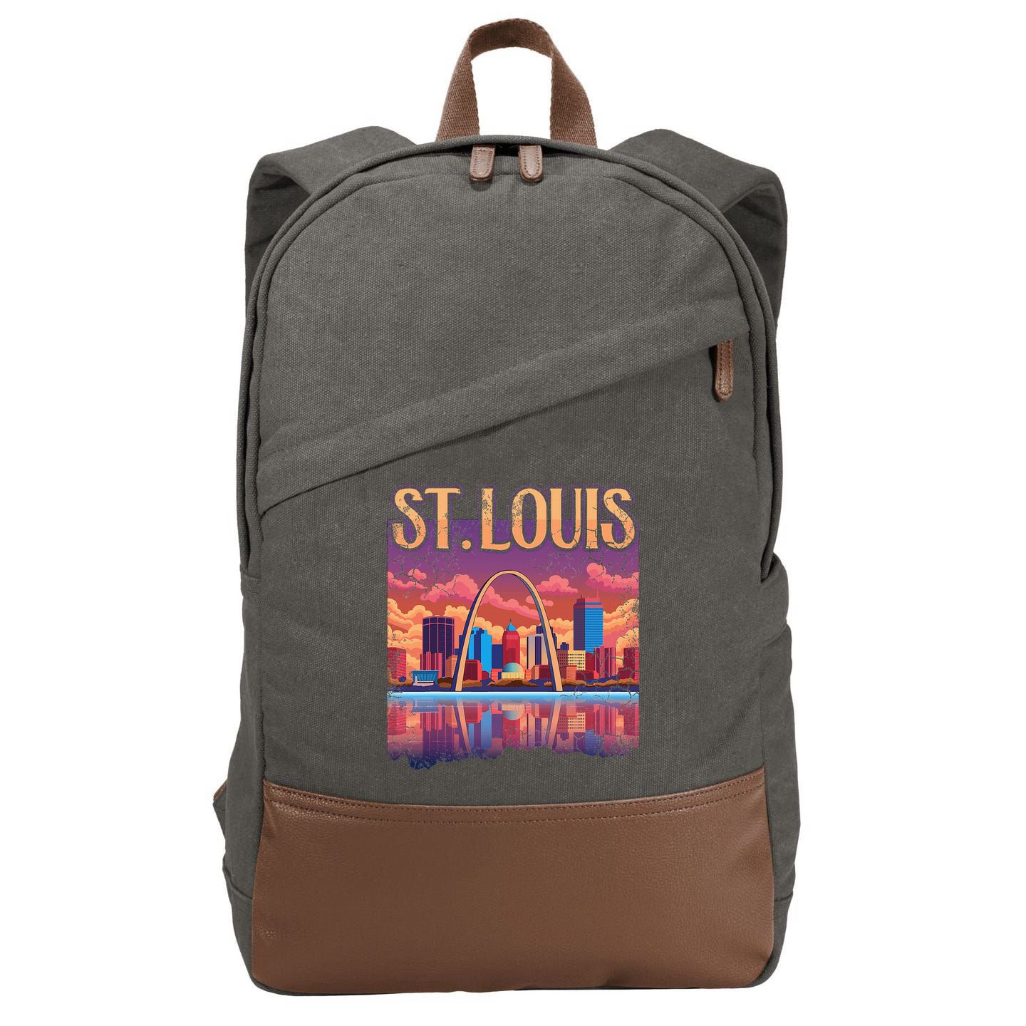 St Louis Gateway Arch Missouri Cityscape Skyline Cotton Canvas Backpack
