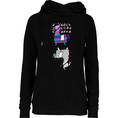 Stranger Lama Glitch Womens Funnel Neck Pullover Hood