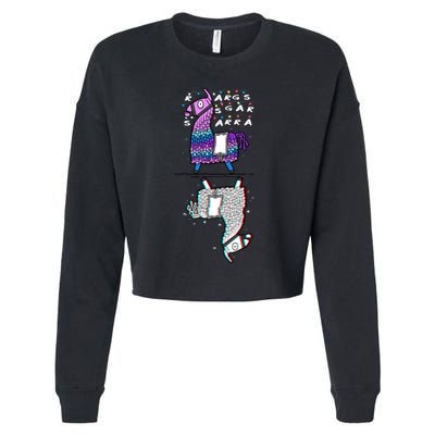 Stranger Lama Glitch Cropped Pullover Crew