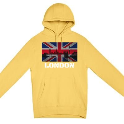 Souvenir London Gift City Vintage Uk Flag British Hoody Premium Pullover Hoodie