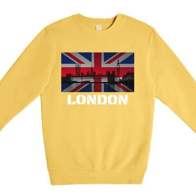 Souvenir London Gift City Vintage Uk Flag British Hoody Premium Crewneck Sweatshirt