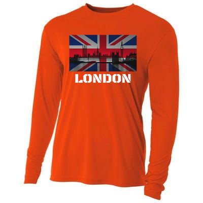 Souvenir London Gift City Vintage Uk Flag British Hoody Cooling Performance Long Sleeve Crew