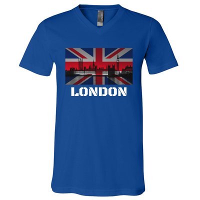 Souvenir London Gift City Vintage Uk Flag British Hoody V-Neck T-Shirt