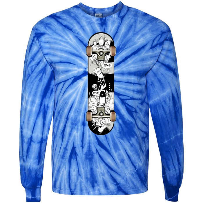 Skateboarding Lovers Graphic Cool Skateboarding Fun Cool Gift Tie-Dye Long Sleeve Shirt