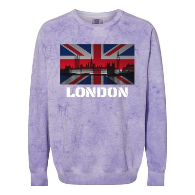 Souvenir London Gift City Vintage Uk Flag British Hoody Colorblast Crewneck Sweatshirt